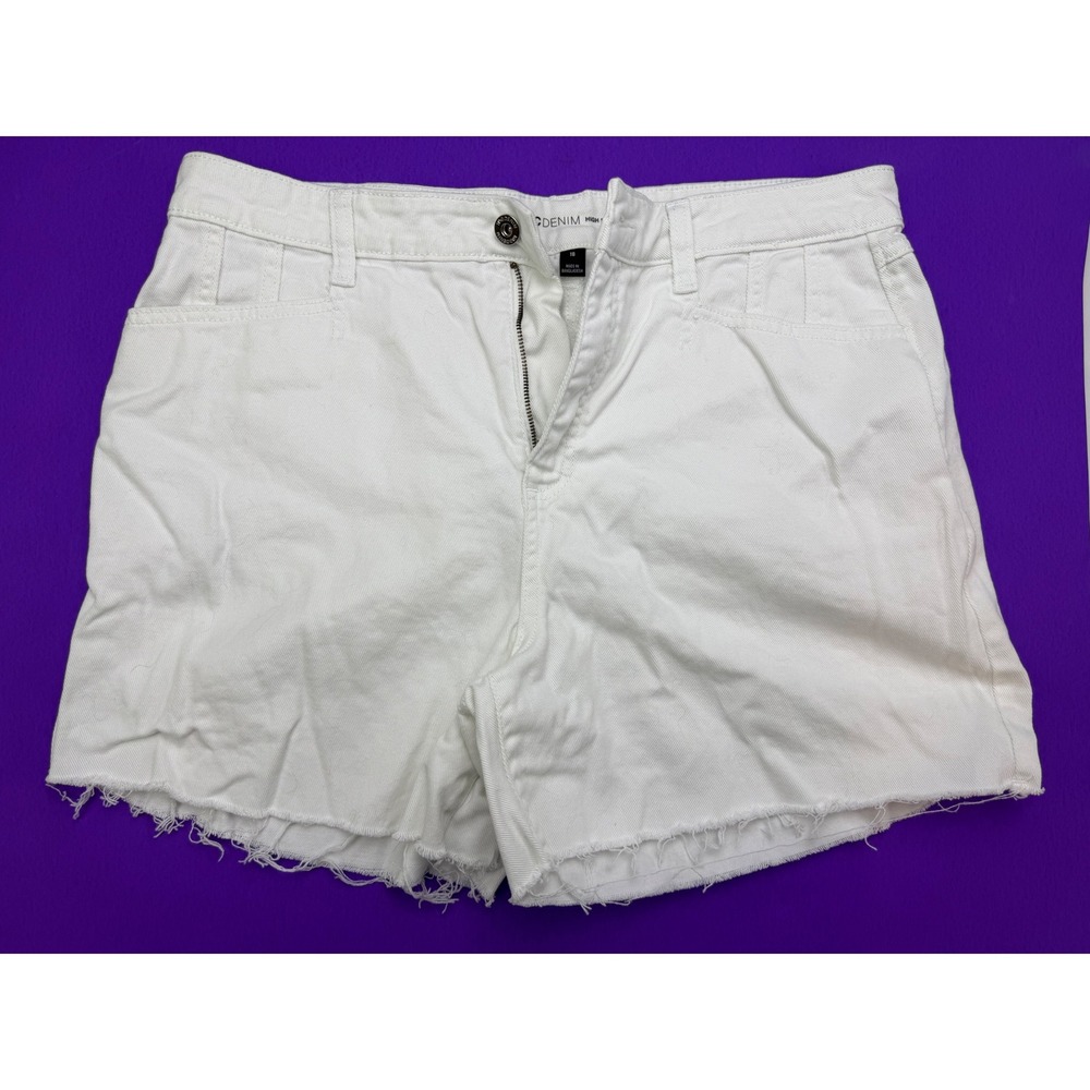 INC Denim High Rise Short White Raw Hem Jean Shorts Womens 18